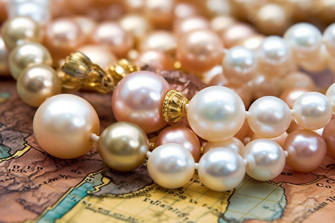 pearls on a map