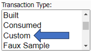 Custom filter in the Transaction Type filter box